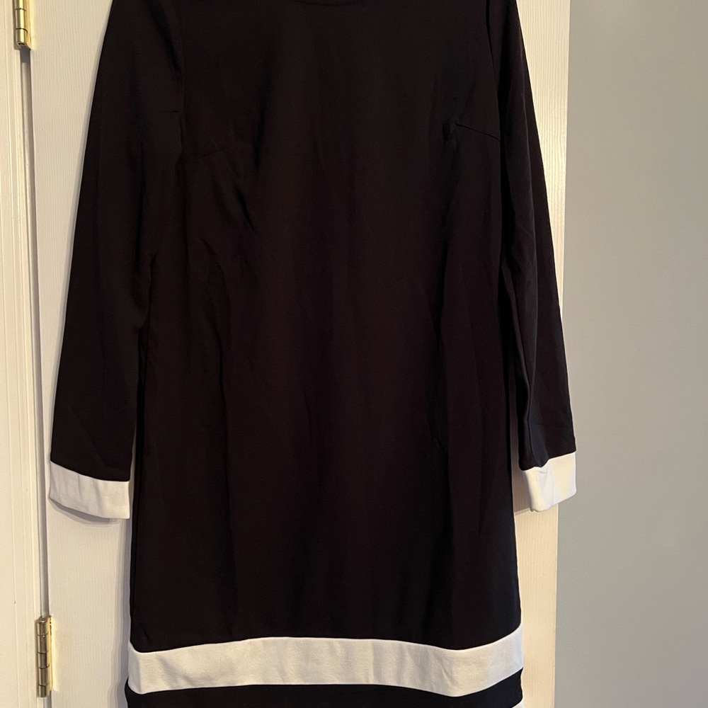 SHEIN Black and White Long Sleeve Sheath Dress